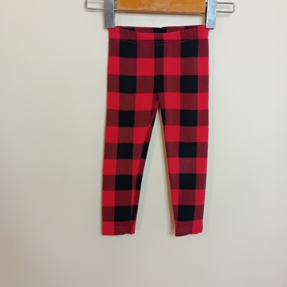 👶2/$15👶Toddler Girl's Carter's Plaid Leggings Winter Fall Red Black Size 3T - Picture 2 of 8